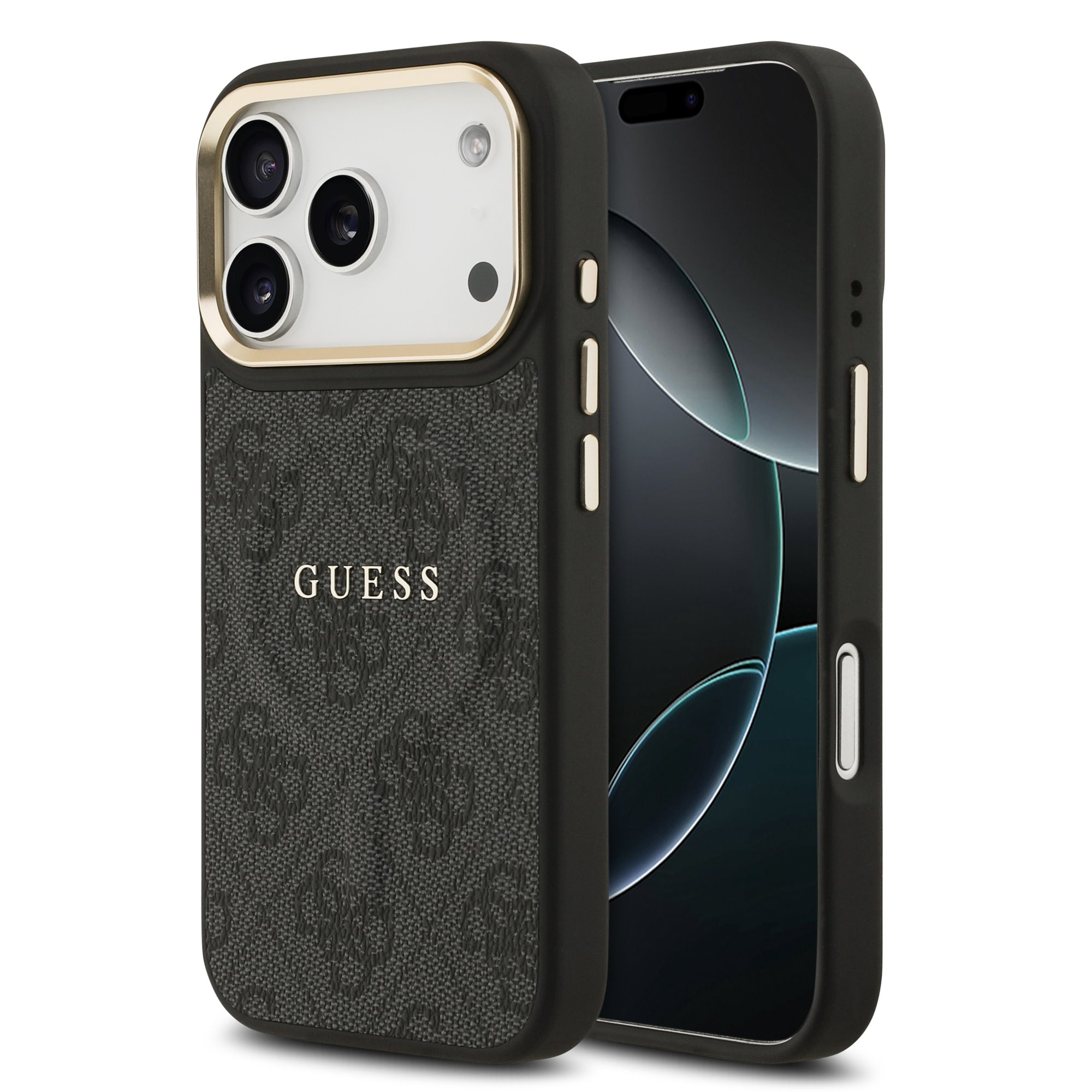 GUESS Калъф Apple iPhone 17 Pro, PU Leather 4G Gold Frame MagSafe, черен - GUHMP17LP4MSEGCK