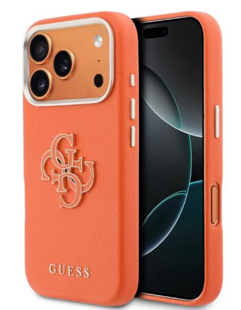 GUESS Калъф Apple iPhone 17 Pro, PU 4G Resin Metal Logo /оранжев/ - GUHCP17L5PS4RGGO