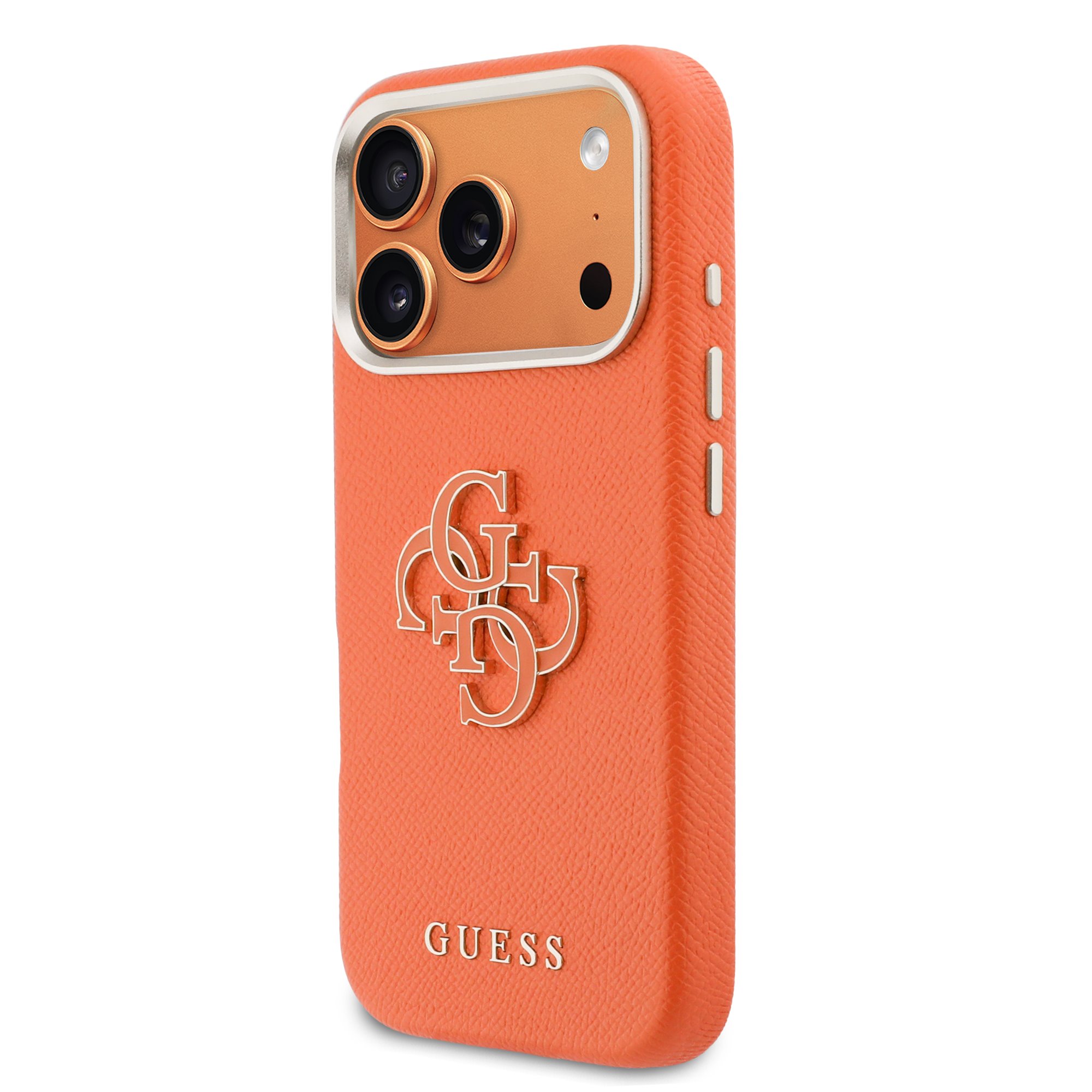 GUESS Калъф Apple iPhone 17 Pro, PU 4G Resin Metal Logo /оранжев/ - GUHCP17L5PS4RGGO