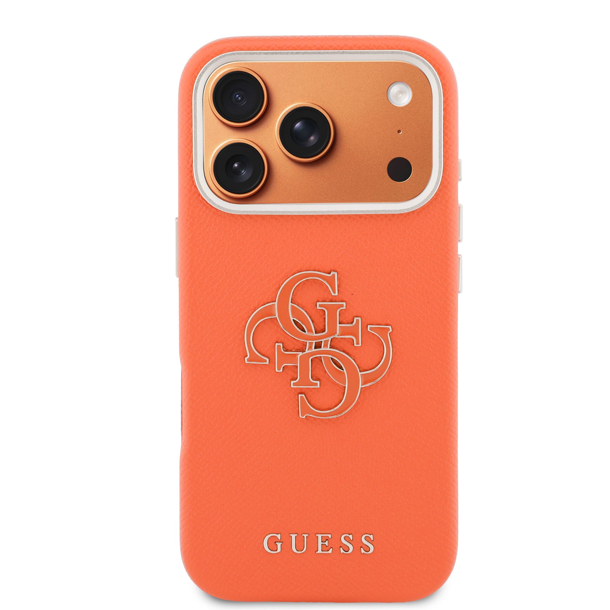GUESS Калъф Apple iPhone 17 Pro, PU 4G Resin Metal Logo /оранжев/ - GUHCP17L5PS4RGGO