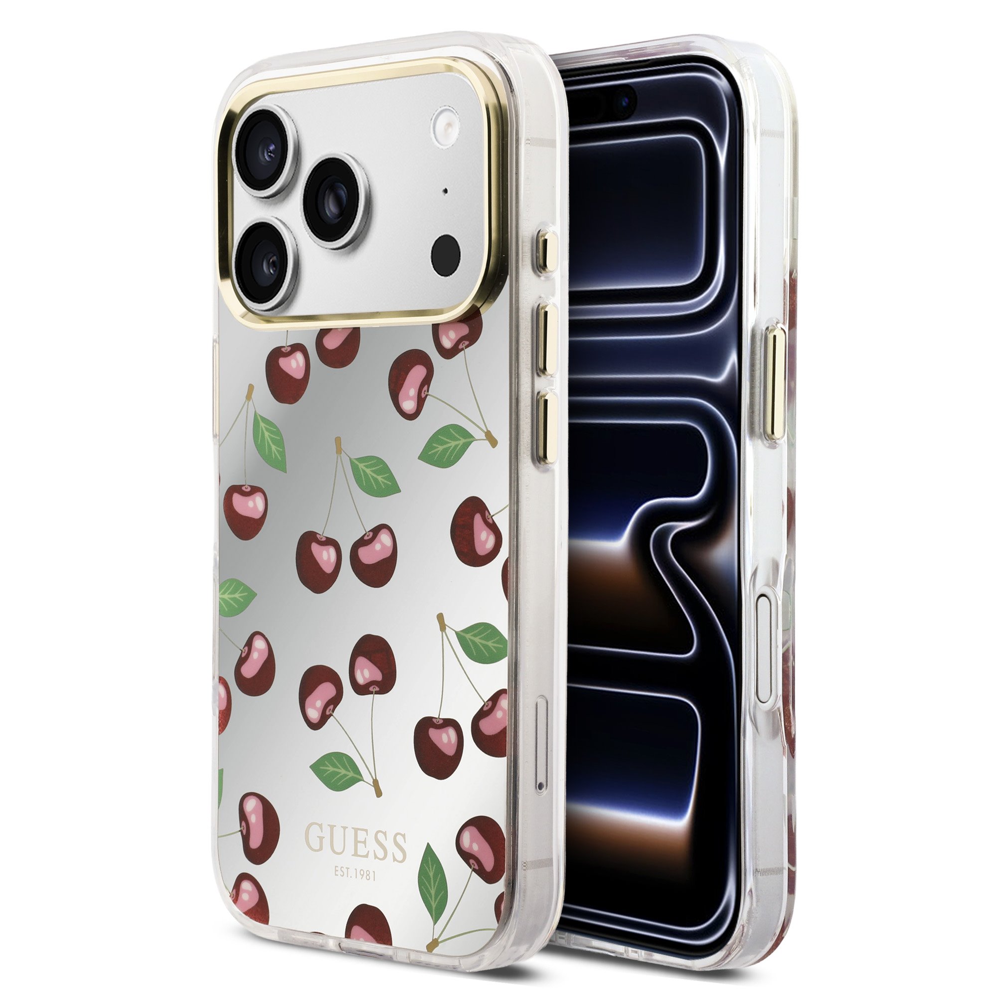 GUESS Калъф Apple iPhone 17 Pro, PC/TPU Mirror Glitter Cherry MagSafe - GUHMP17L5HMRCGEG