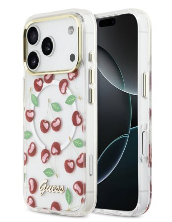 GUESS Калъф Apple iPhone 17 Pro, IML Glitter Cherry MagSafe - GUHMP17L5HTCGMEH