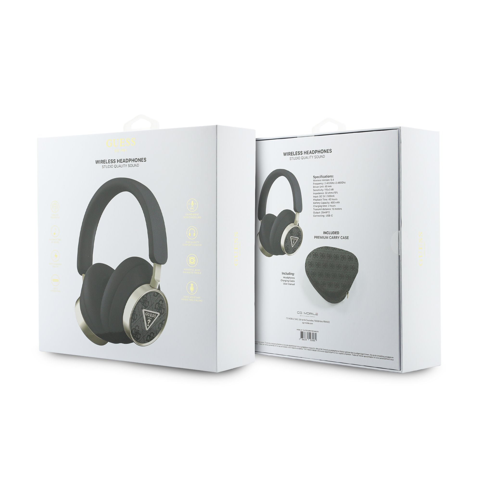 GUESS Bluetooth HF PU 4G Triangle Logo ENC /черен/ - GUBHC15P4MRCTK