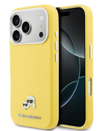 Karl Lagerfeld Калъф Apple iPhone 17 Pro, PU K/C Heads Pins MagSafe /жълт/ - KLHMP17L6PFKCLY