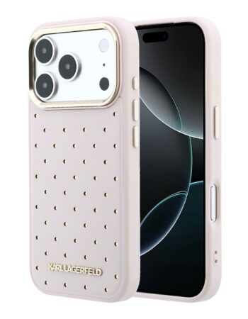 Karl Lagerfeld Калъф Apple iPhone 17 Pro, PU Perforated Gold Dots MagSafe /розов/ - KLHMP17L6PPDKLP