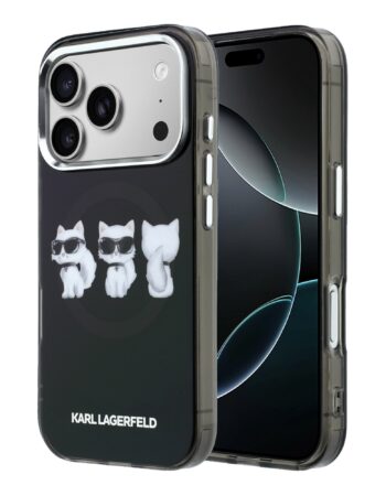 Karl Lagerfeld Калъф Apple iPhone 17 Pro, IML Choupette Trio Watercolor MagSafe /черен/ - KLHMP17L6HCA3CK