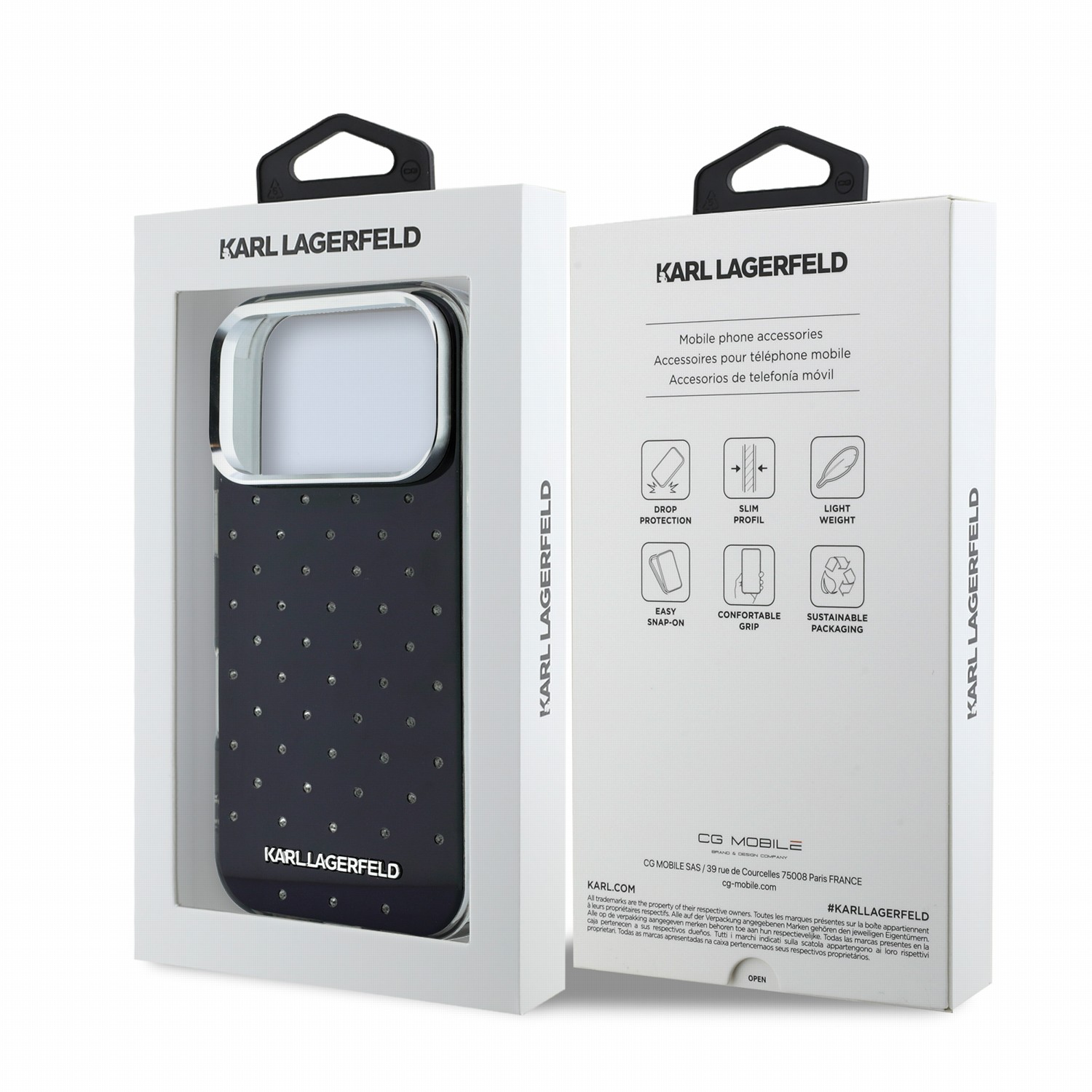 Karl Lagerfeld Калъф Apple iPhone 18 Pro, IML Rhinestones Allover Magsafe /черен/ - KLHCP18L6HCRDKLK