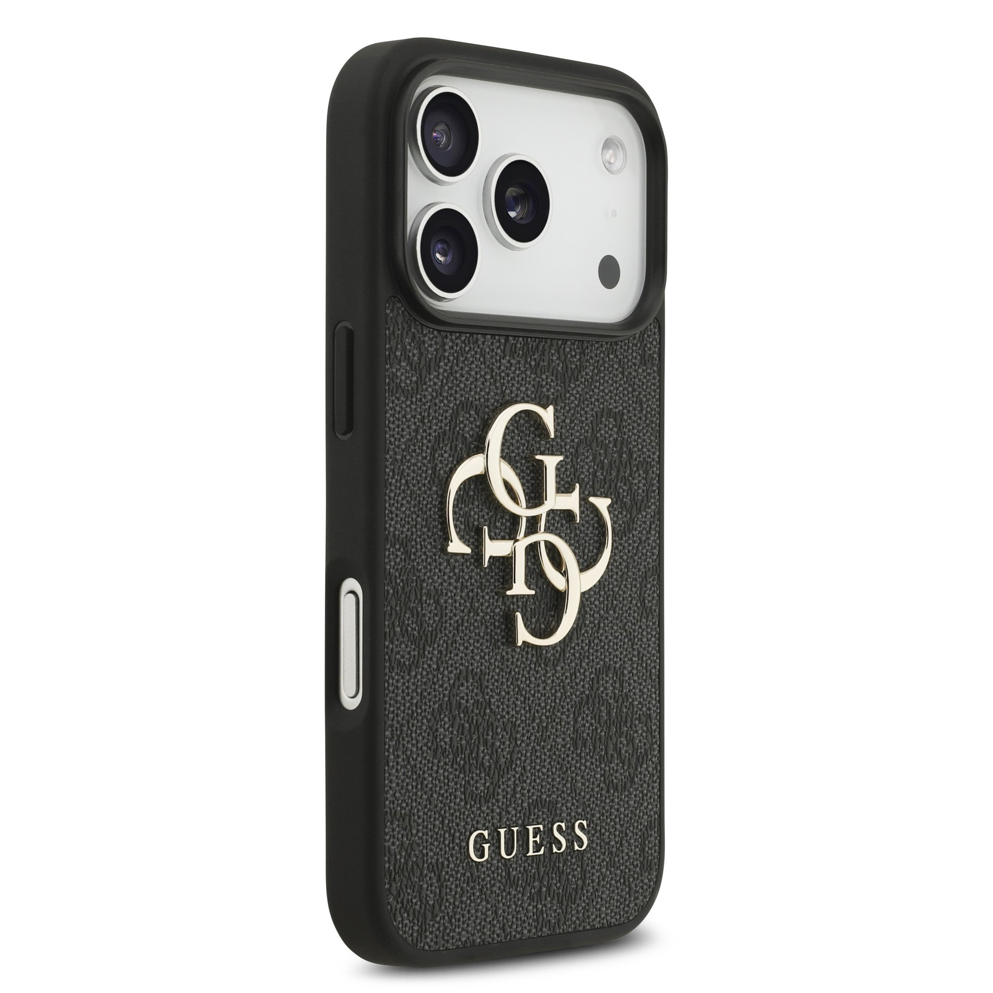 GUESS Калъф Apple iPhone 18 Pro, PU 4G Metal Logo, сив - GUHCP18L4GMGGR