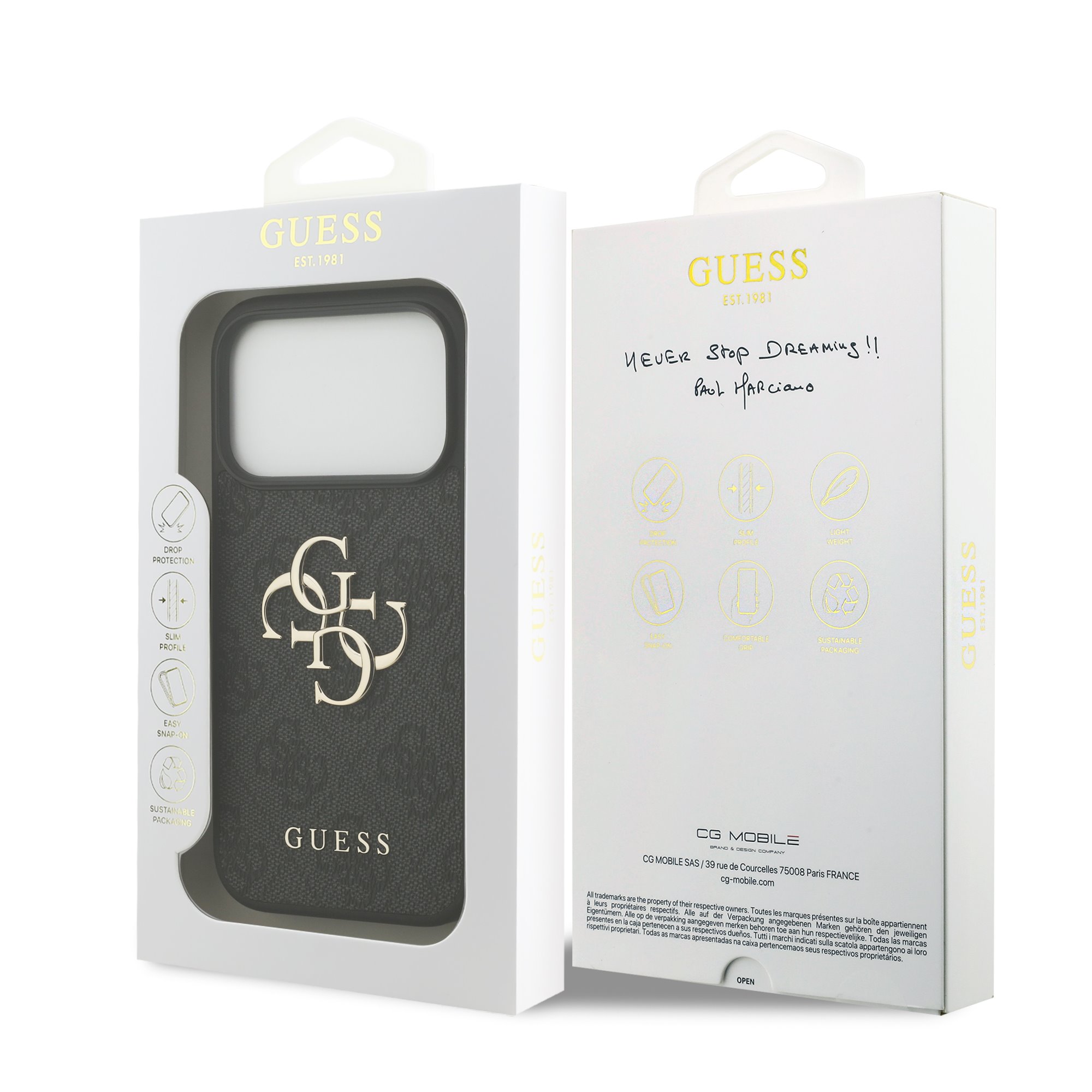 GUESS Калъф Apple iPhone 18 Pro, PU 4G Metal Logo, сив - GUHCP18L4GMGGR