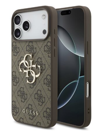 GUESS Калъф Apple iPhone 18 Pro Max, PU 4G Metal Logo /кафяв/ - GUHCP18X4GMGBR