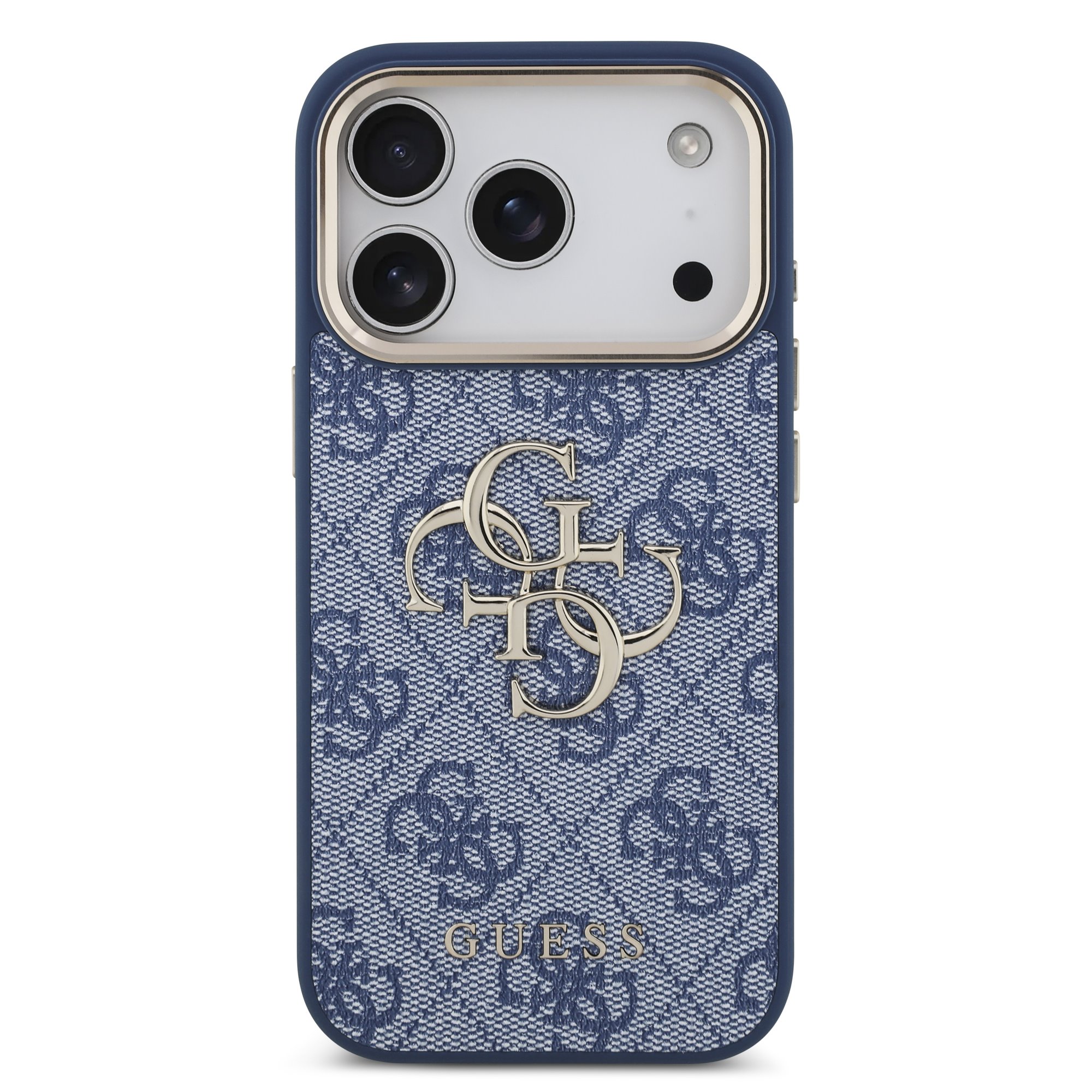 GUESS Калъф Apple iPhone 18 Pro Max, PU Leather 4G Metal Logo Gold Frame /син/ - GUHCP18X4GMGCBL