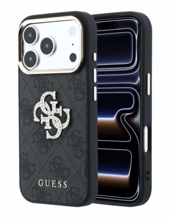 GUESS Калъф Apple iPhone 18 Pro/ 17 Pro, PU 4G Strass Metal Logo /черен/ - GUHCP18L6P4DSMLK