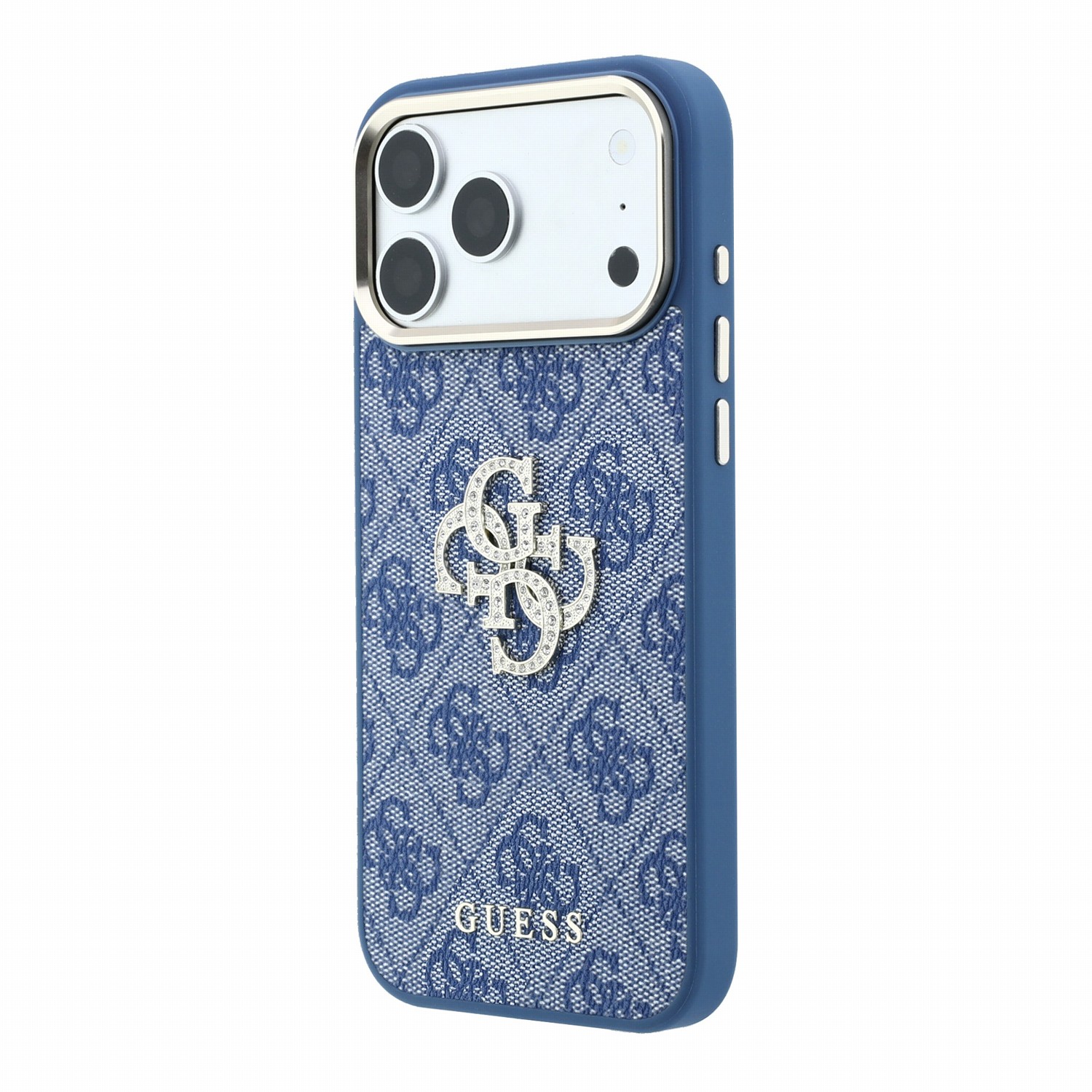 GUESS Калъф Apple iPhone 18 Pro Max/ 17 Pro Max, PU 4G Strass Metal Logo /син/ - GUHCP18X6P4DSMLB