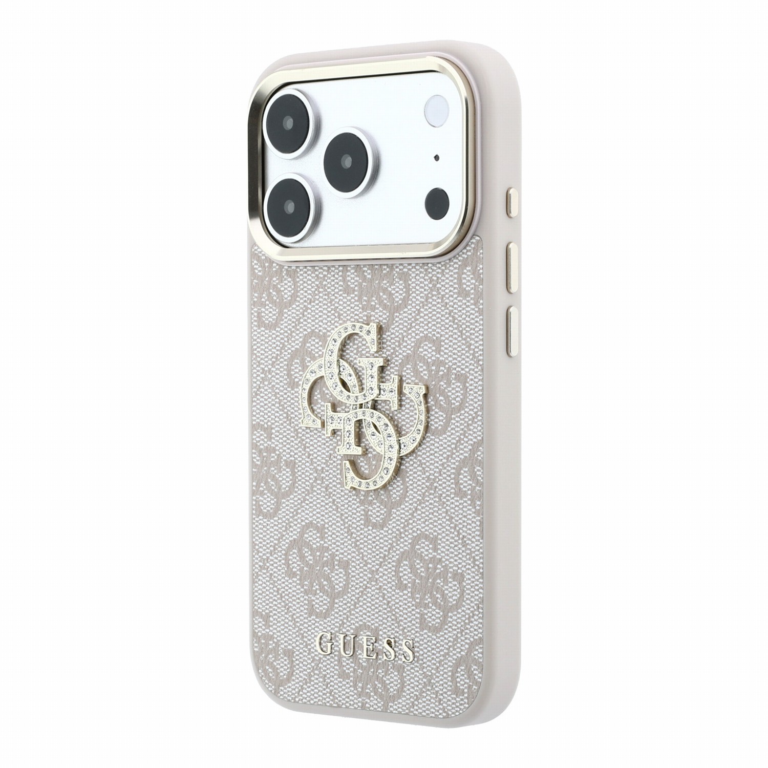 GUESS Калъф Apple iPhone 18 Pro/ 17 Pro, PU 4G Strass Metal Logo /розов/ - GUHCP18L6P4DSMLP