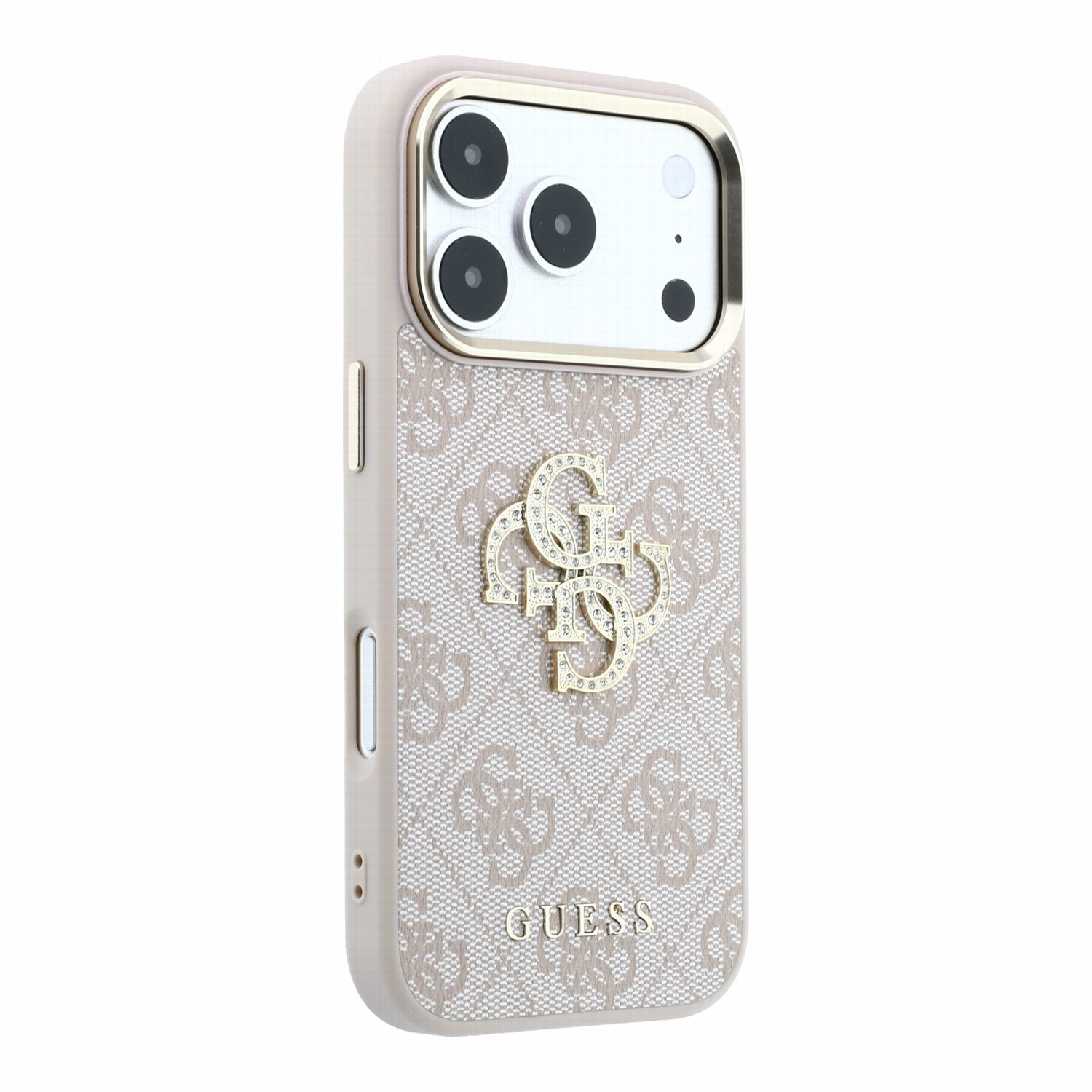 GUESS Калъф Apple iPhone 18 Pro/ 17 Pro, PU 4G Strass Metal Logo /розов/ - GUHCP18L6P4DSMLP