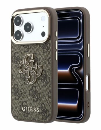 GUESS Калъф Apple iPhone 18 Pro, PU 4G Resin Metal Logo /кафяв/ - GUHCP18L6P4SRMLW