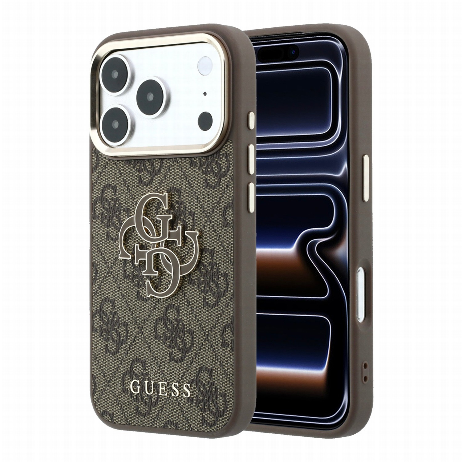 GUESS Калъф Apple iPhone 18 Pro, PU 4G Resin Metal Logo /кафяв/ - GUHCP18L6P4SRMLW