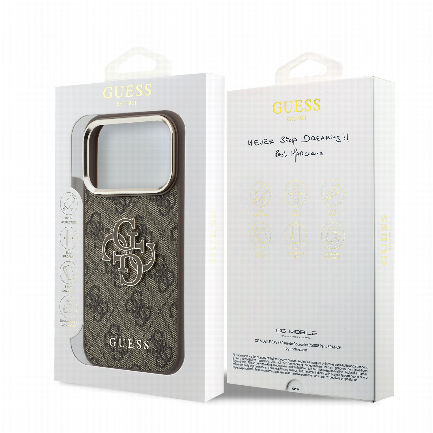 GUESS Калъф Apple iPhone 18 Pro Max, PU 4G Resin Metal Logo /кафяв/ - GUHCP18X6P4SRMLW