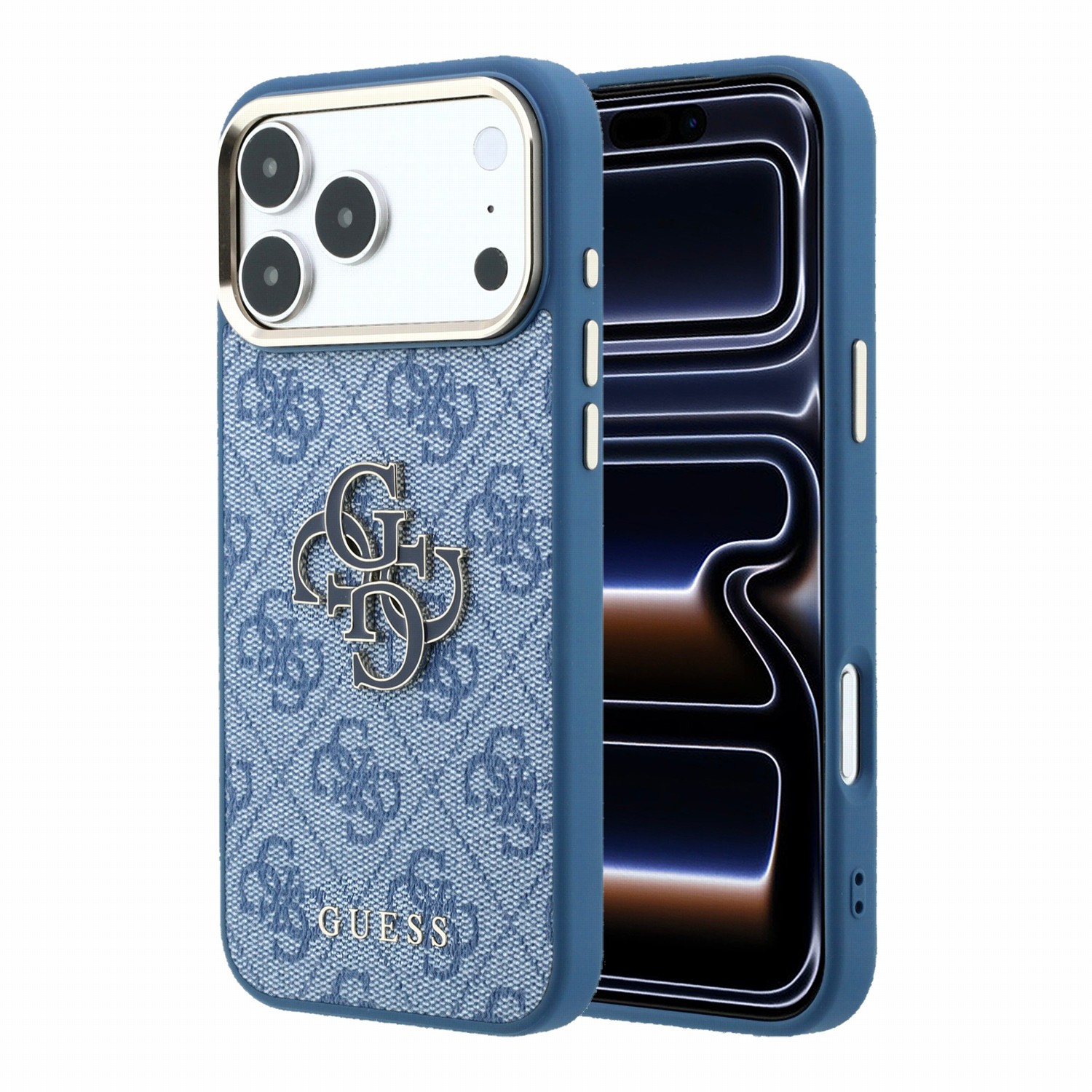 GUESS Калъф Apple iPhone 18 Pro, PU 4G Resin Metal Logo /син/ - GUHCP18L6P4SRMLB