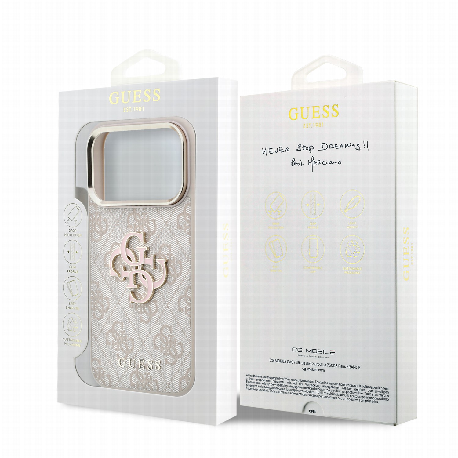 GUESS Калъф Apple iPhone 18 Pro Max, PU 4G Resin Metal Logo /розов/ - GUHCP18X6P4SRMLP