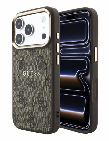 GUESS Калъф Apple iPhone 18 Pro Max, PU Leather 4G Gold Frame Embossed MagSafe /кафяв/ - GUHMP18XP4MSEGCW
