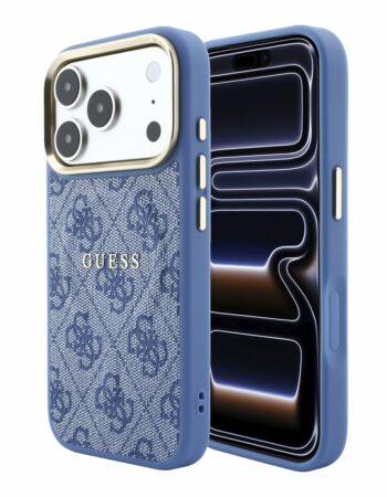 GUESS Калъф Apple iPhone 18 Pro, PU Leather 4G Gold Frame Embossed MagSafe /син/ - GUHMP18LP4MSEGCB