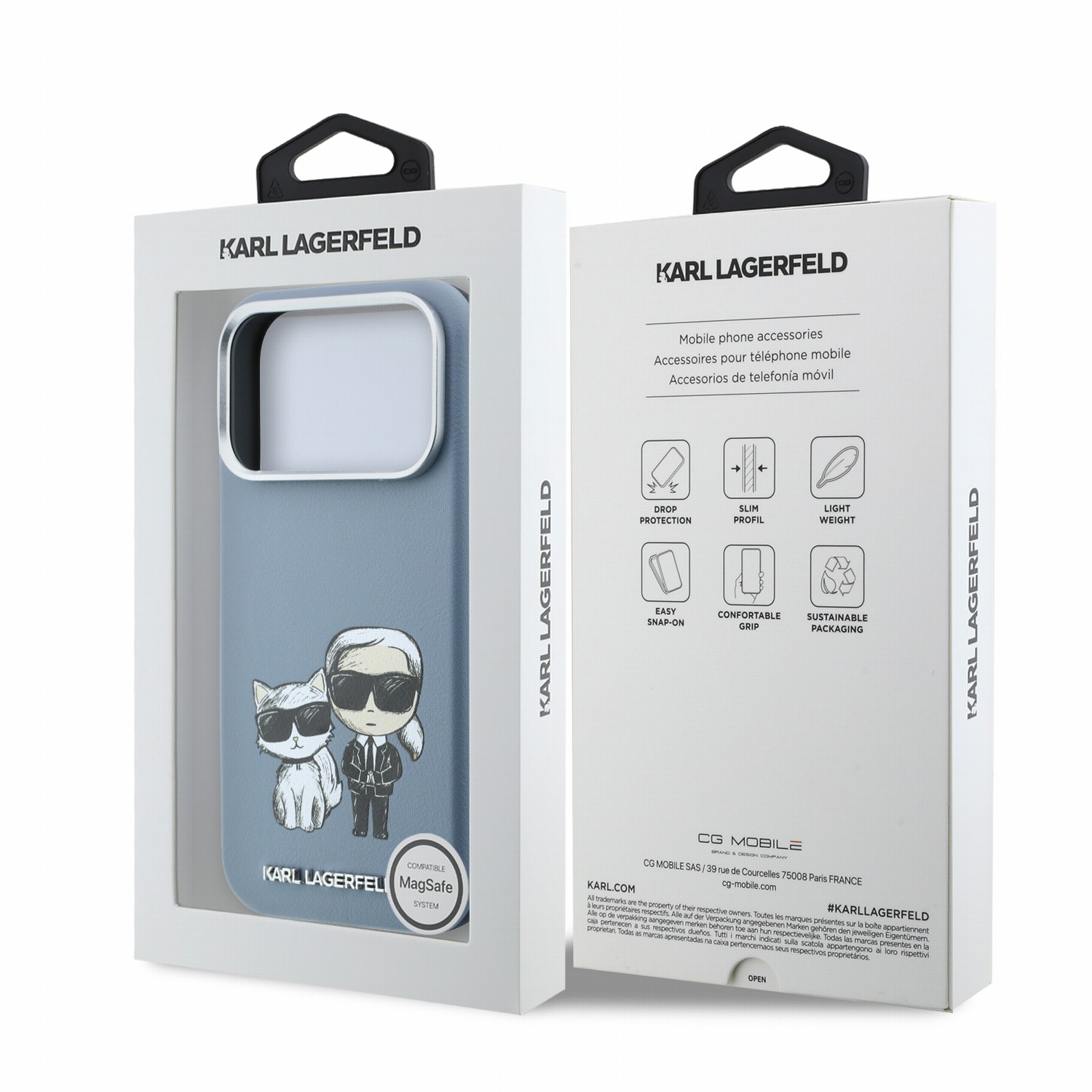 Karl Lagerfeld Калъф Apple iPhone 18 Pro Max/ 17 Pro Max, PU Semi Wrap Smooth Sketch Bodies Magsafe /син/ - KLHMP18X6PWKCIDB