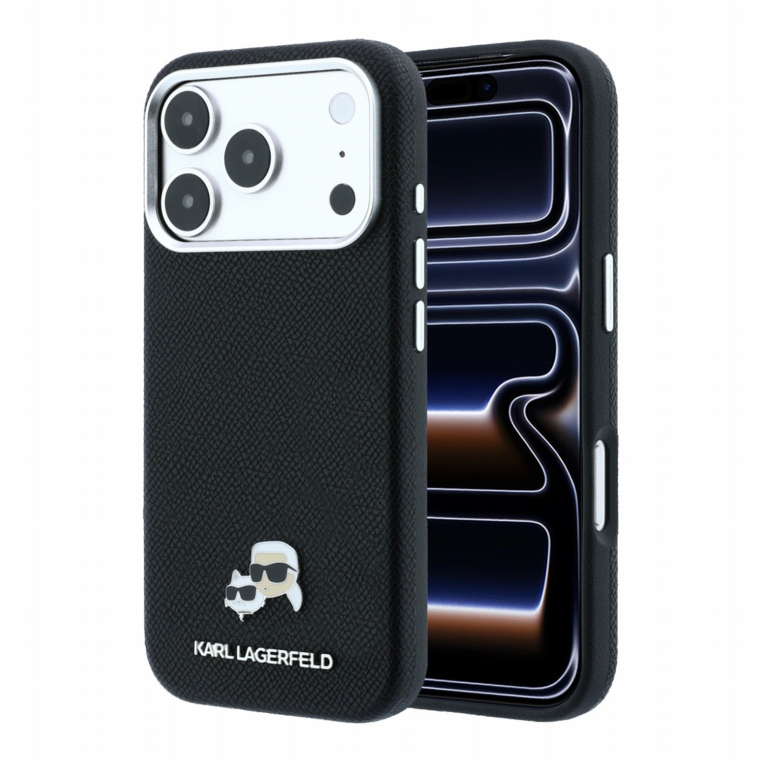 Karl Lagerfeld Калъф Apple iPhone 18 Pro/ 17 Pro, PU Grained Semi Wrap K/CH Heads Magsafe /черен/ - KLHMP18L6PSKCHLK