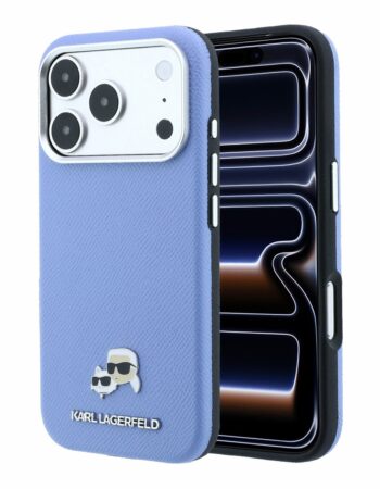 Karl Lagerfeld Калъф Apple iPhone 18 Pro/ 17 Pro, PU Grained Semi Wrap K/CH Heads Magsafe /син/ - KLHMP18L6PSKCHLB