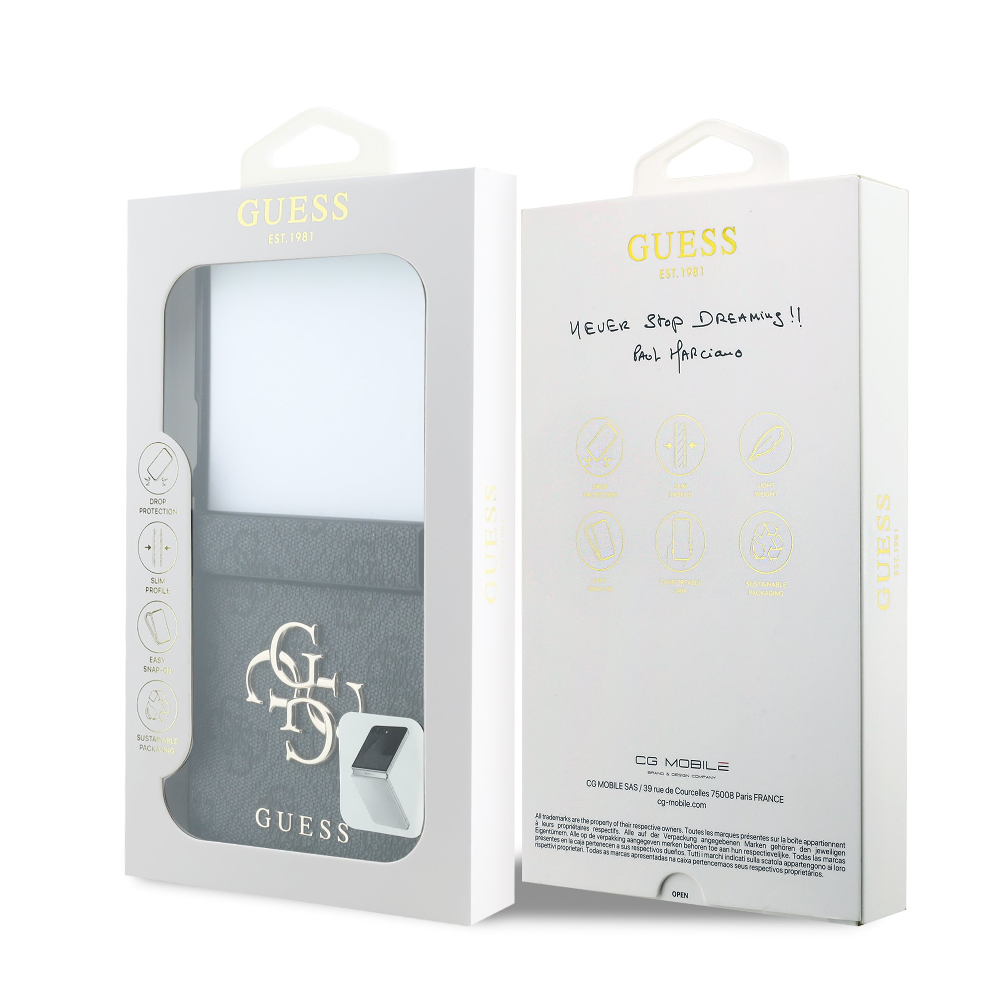 GUESS Калъф Samsung Z Flip 8, PU 4G Metal Logo, сив - GUHCZF84GMGGR