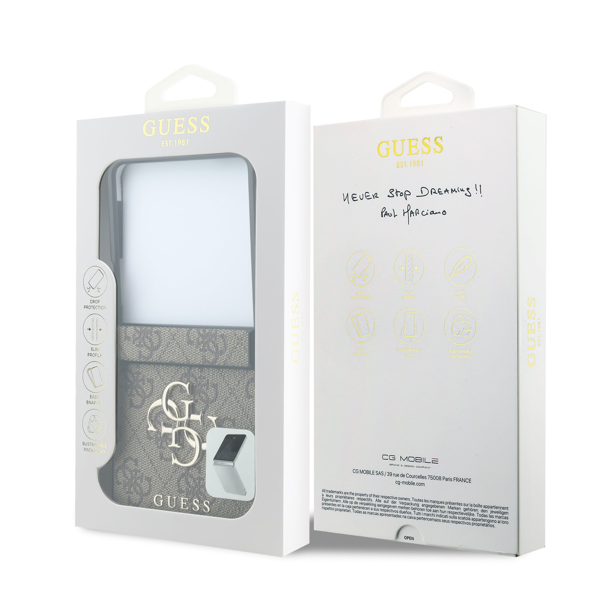 GUESS Калъф Samsung Z Flip 8, PU 4G Metal Logo, кафяв - GUHCZF84GMGBR