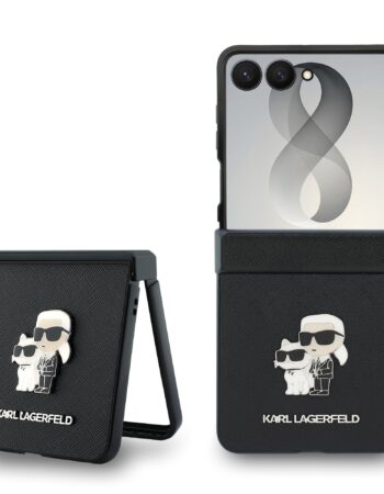Karl Lagerfeld Калъф Samsung Z Flip 8, PU Saffiano Karl and Choupette, черен - KLHCZF8SAPKCNPK