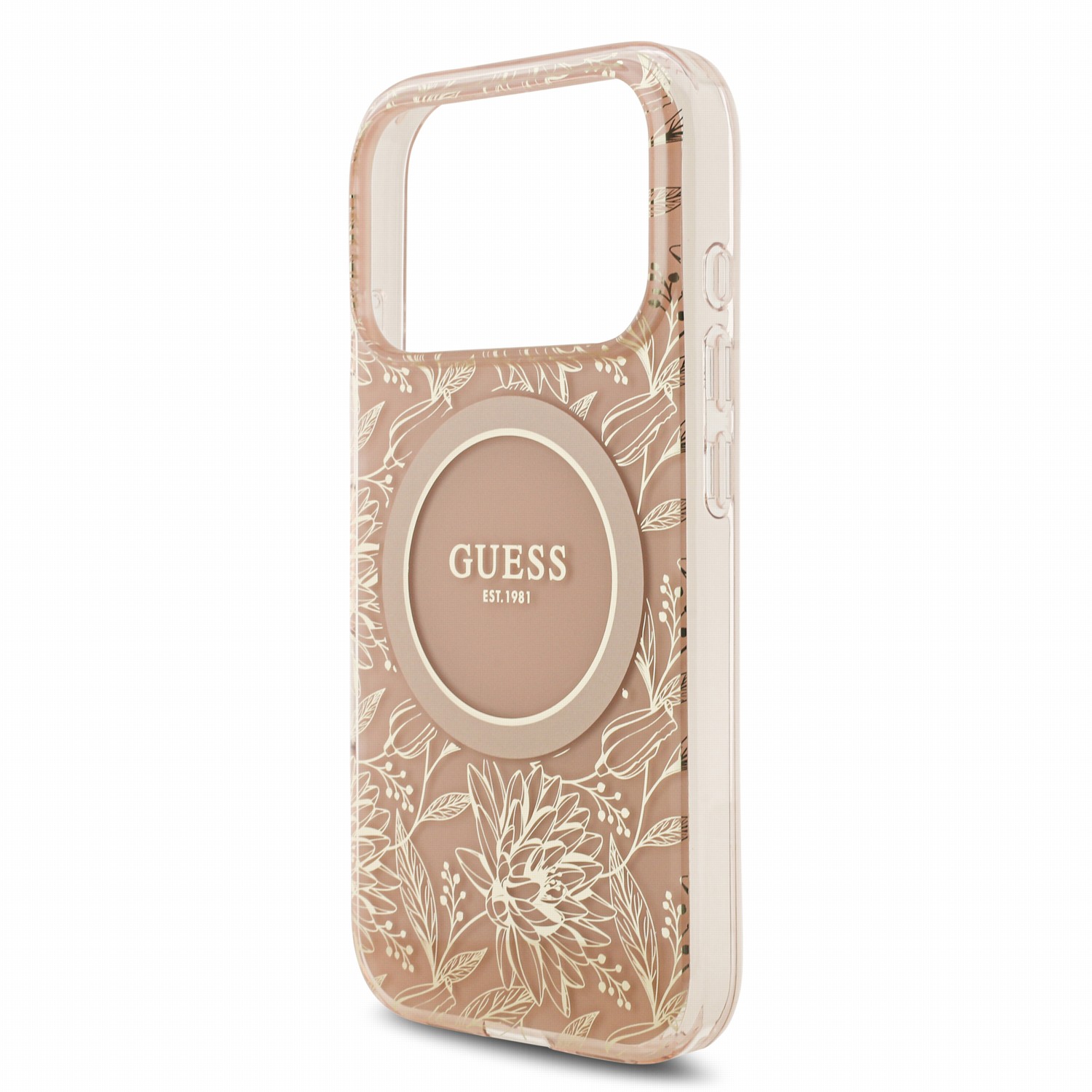 GUESS Калъф Apple iPhone 18 Pro, IML Flowers Allover MagSafe + Wrist Strap /розов/ - GUHMP18LHCPOFPP