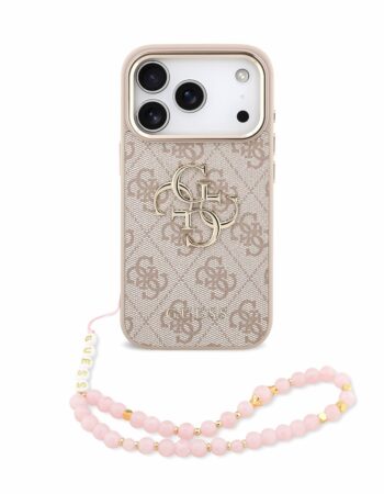 GUESS Калъф Apple iPhone 18 Pro, PU 4G Metal Logo + Wrist Strap /розов/ - GUHCP18LP4GMGSCP