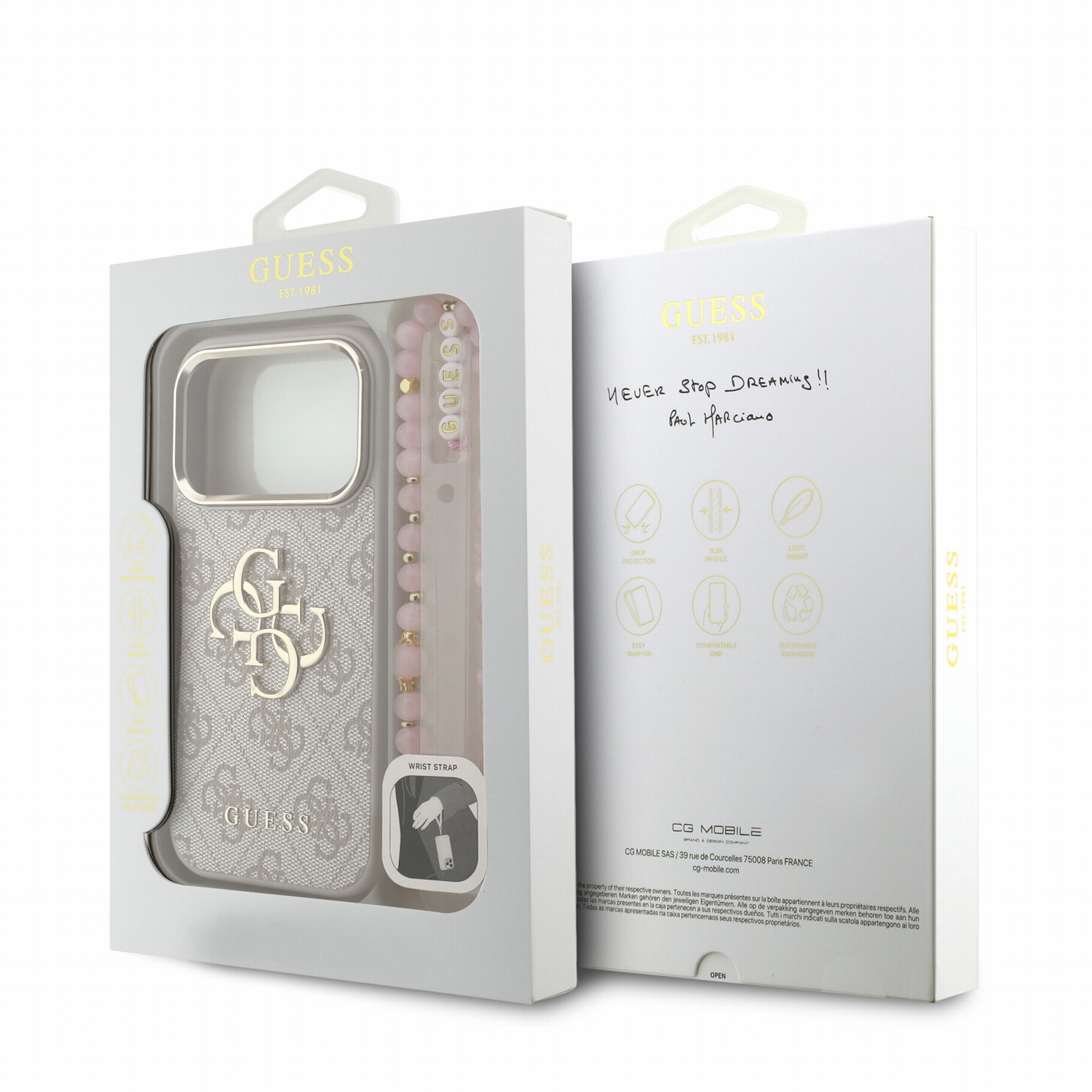 GUESS Калъф Apple iPhone 18 Pro Max, PU 4G Metal Logo + Wrist Strap /розов/ - GUHCP18XP4GMGSCP