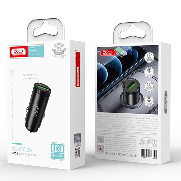 XO 12V 18W, USB-A, черен - CC39 - Image 2