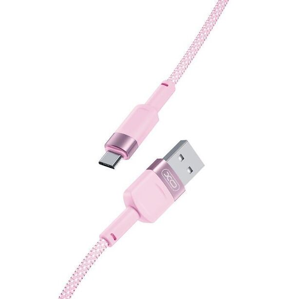 XO Кабел USB-A - Micro USB, 1м, 2.4A, NB198 /розов/