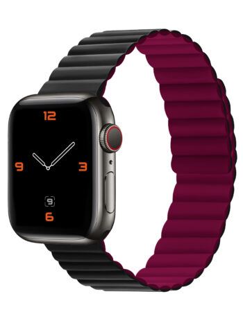 Каишка за Apple Watch 38/40/41мм, Silicon Magnetic /чернo-червена/ XO