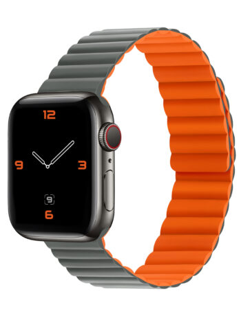Каишка за Apple Watch 38/40/41мм, Silicon Magnetic /сивo-оранжева/ XO