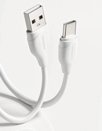 NORDIC Кабел USB-A - Type-C, 2м, 2.1A /бял/