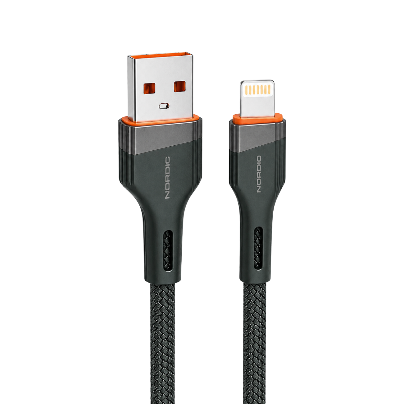 NORDIC Кабел USB-A - Lightning, 2м, 40W, Braided /сив/ - Image 3