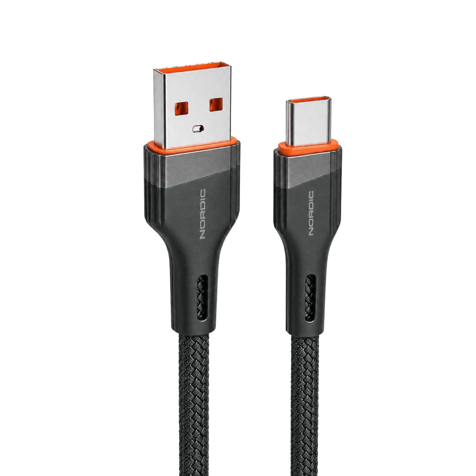 NORDIC Кабел USB-A - Type-C, Braided, 2м, 40W /сив/ - Image 3