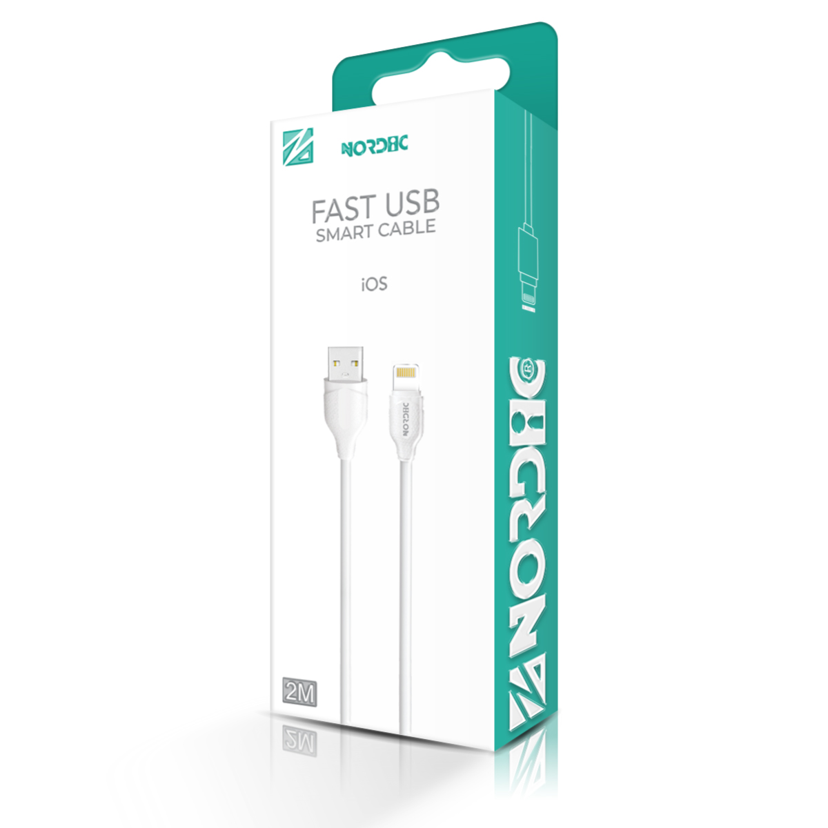 NORDIC Кабел USB-A - Lightning, 2м /бял/ - Image 2