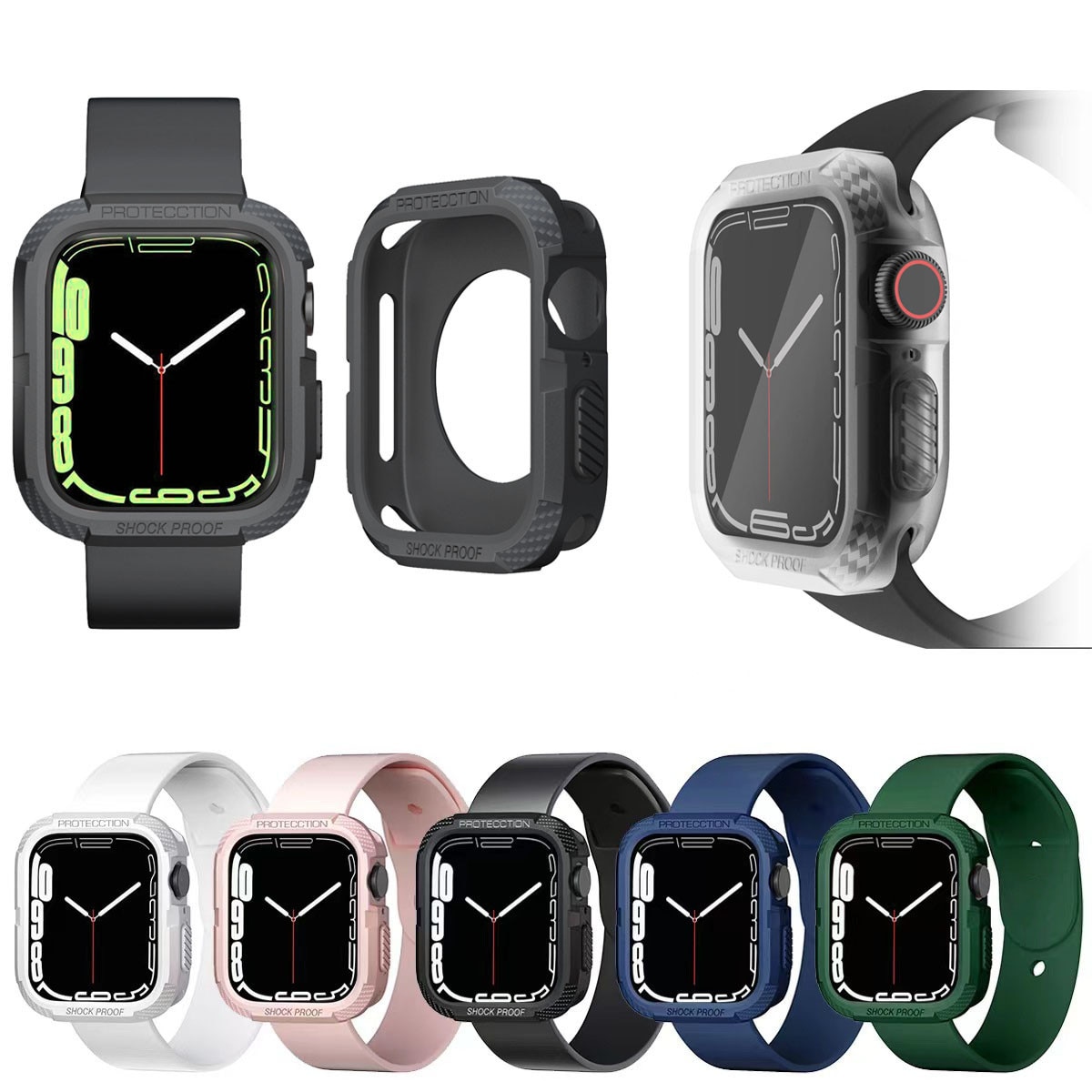 Силиконов протектор Shockproof за корпус за Apple Watch, 44/45mm /мастило/