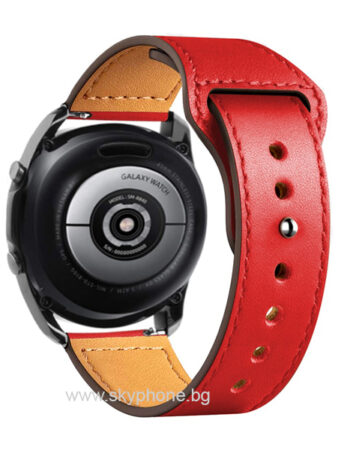 Каишка за Smart Watch 20мм, Leather Skin Strap, кожена /червен/