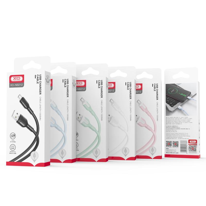XO Кабел USB-A - Micro, 1м, 2.1A, NB212 /розов/