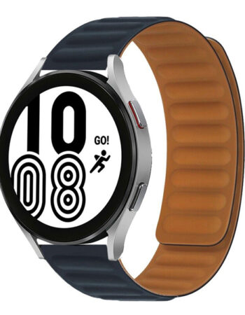 Каишка за Smart Watch 20мм, Magnetic Strap, силиконова, метална /тъмносин/