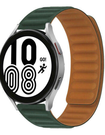 Каишка за Smart Watch 20мм, Magnetic Strap, силиконова, метална /тъмнозелен/