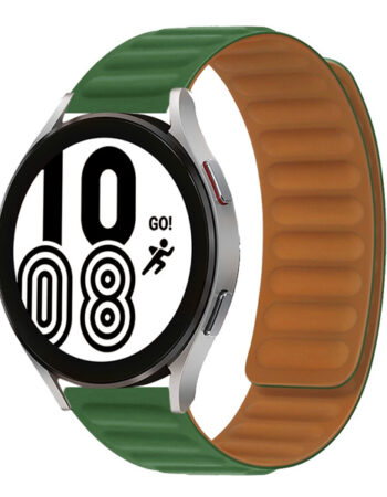 Каишка за Smart Watch 20мм, Magnetic Strap, силиконова, метална /зелен/