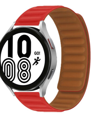 Каишка за Smart Watch 20мм, Magnetic Strap, силиконова, метална /червен/
